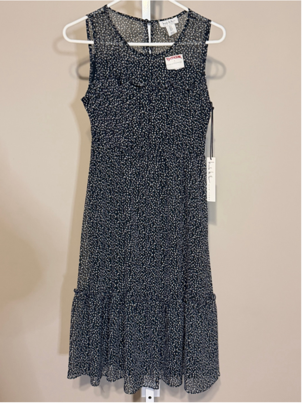 Women's Nicole Miller Midi Dress Size 4 Black White Polka Dot